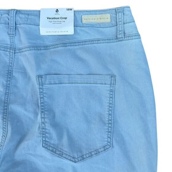 NWT Sanctuary Women's Vacation Crop High Rise Flare Leg Pants in Blue Size 18W - Picture 5 of 8